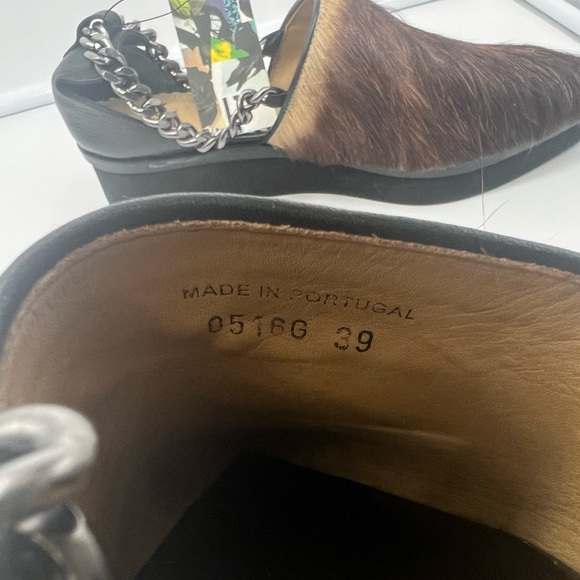 NWT TOGA PULLA Pony Hair Brown Cream Leather Chain Platform Loafer Flat Shoes 39 - Picture 14 of 17